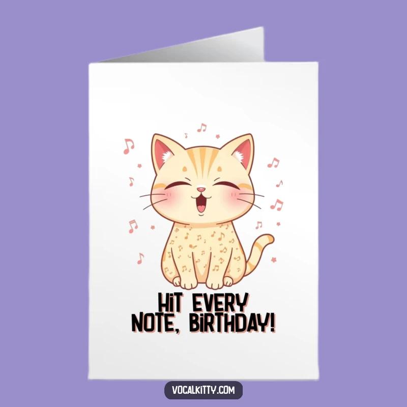 Free Printable Musical Cat Birthday Card: Vocal Cat DIY Downloadable Gift