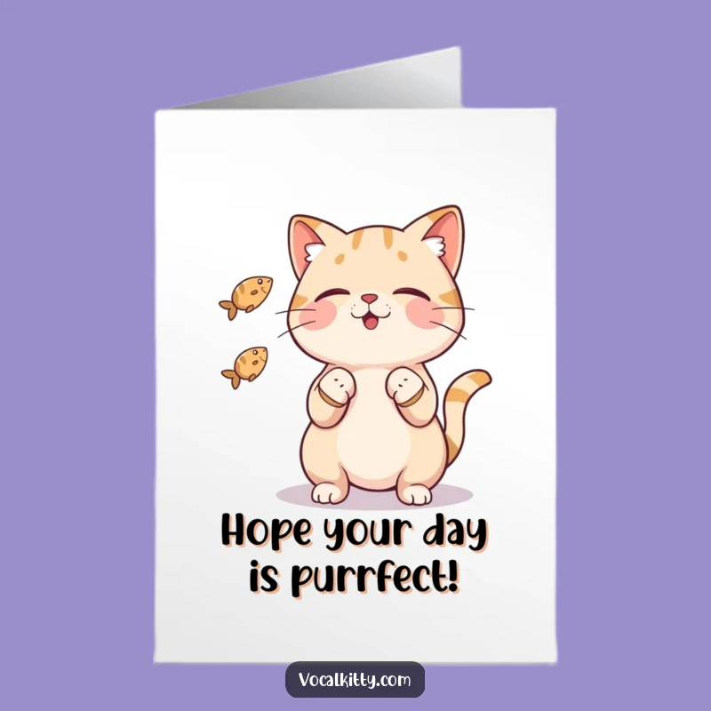 Free Printable Birthday Card: Funny Juggling Cat, A Hilarious Fishy Downloadable Gift