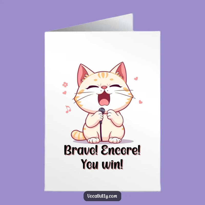 Free Printable Congrats Card: Opera Cat Dramatic Funny Downloadable