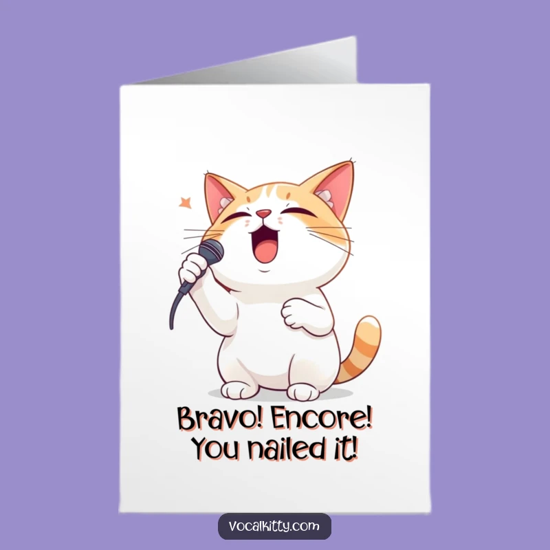 Free Printable Congrats Card: Dramatic Singing Cat, Funny Downloadable Gift Idea!