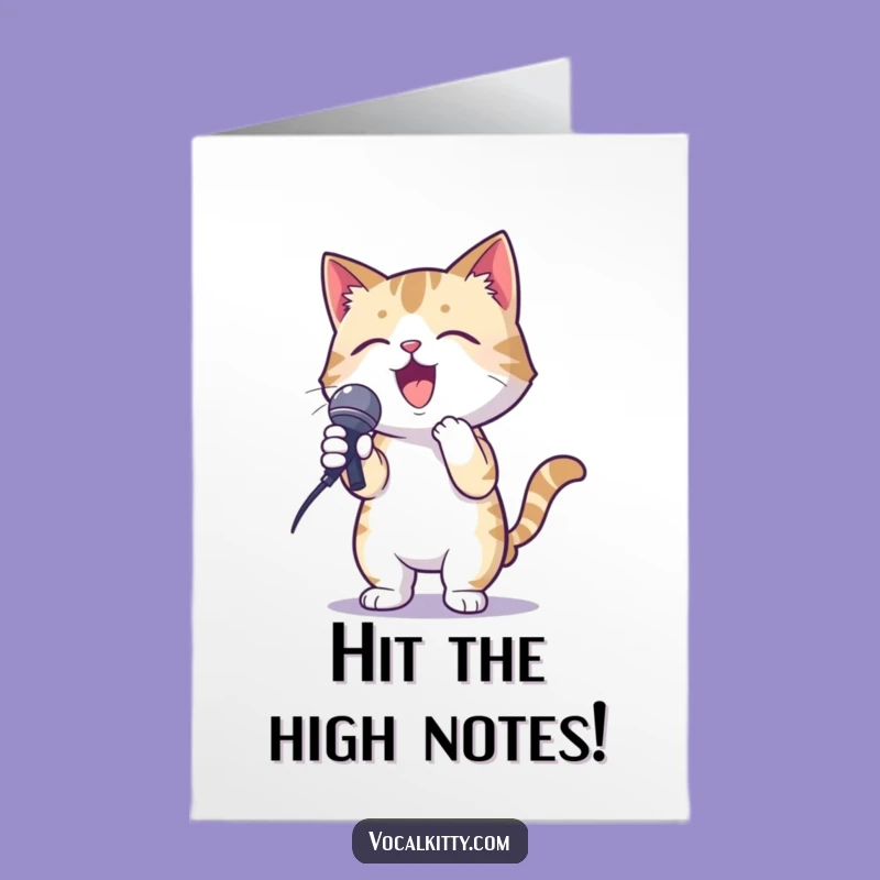 Free Printable Congrats Card: Karaoke Cat Sings Your Praises, Funny Downloadable