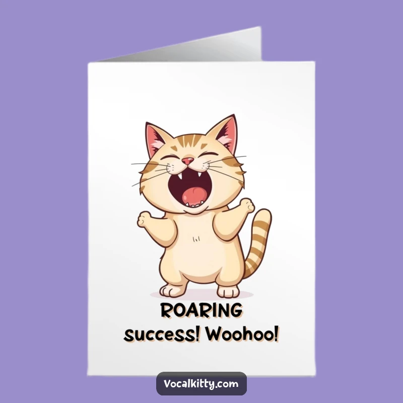 Free Printable Congrats Card: Shouting Cat Celebrates Your Success, Funny Downloadable