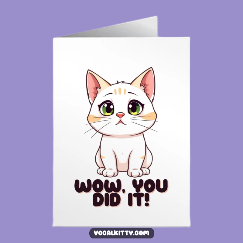 Free Printable Congrats Card: Big Ear Cat, Overwhelmed with Joy!
