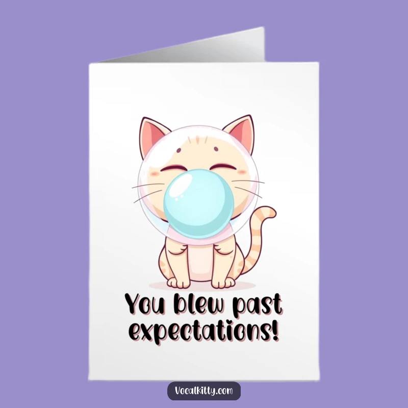 Free Printable Congratulations Card: Cat Bubble Mishap for Funny Wins!