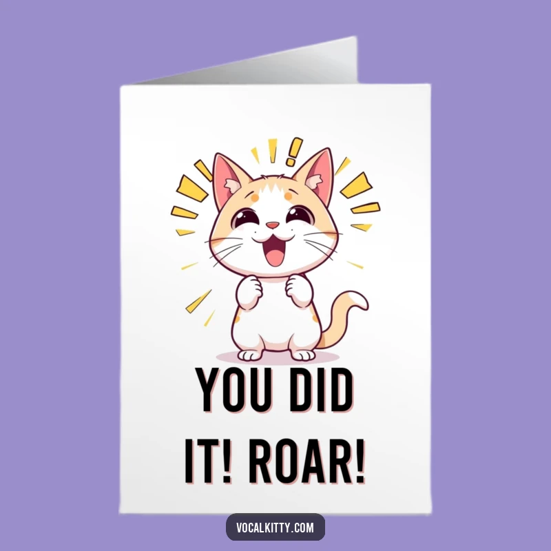 Free Printable Congrats Card: Excited Cat Announcement Downloadable Gift!