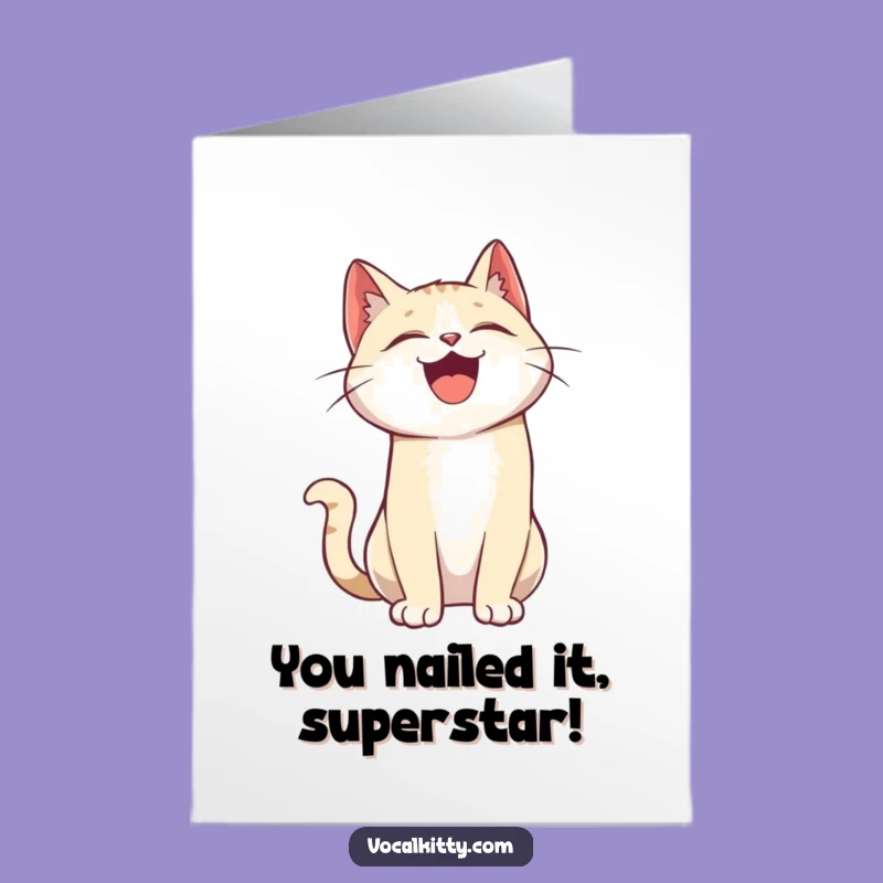 Free Printable Funny Cat Congratulations Card: Joyful Laughing Cat DIY Downloadable Gift