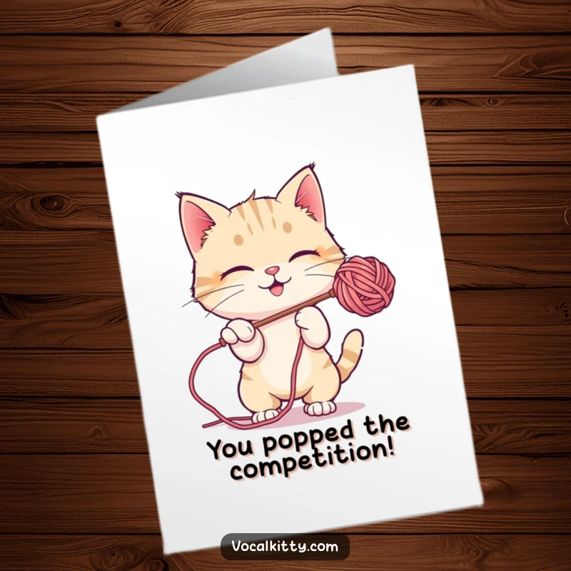Funny Free Printable Congratulations Card: A cat joyfully bats at a floating soap bubble, symbolizing lighthearted celebration.