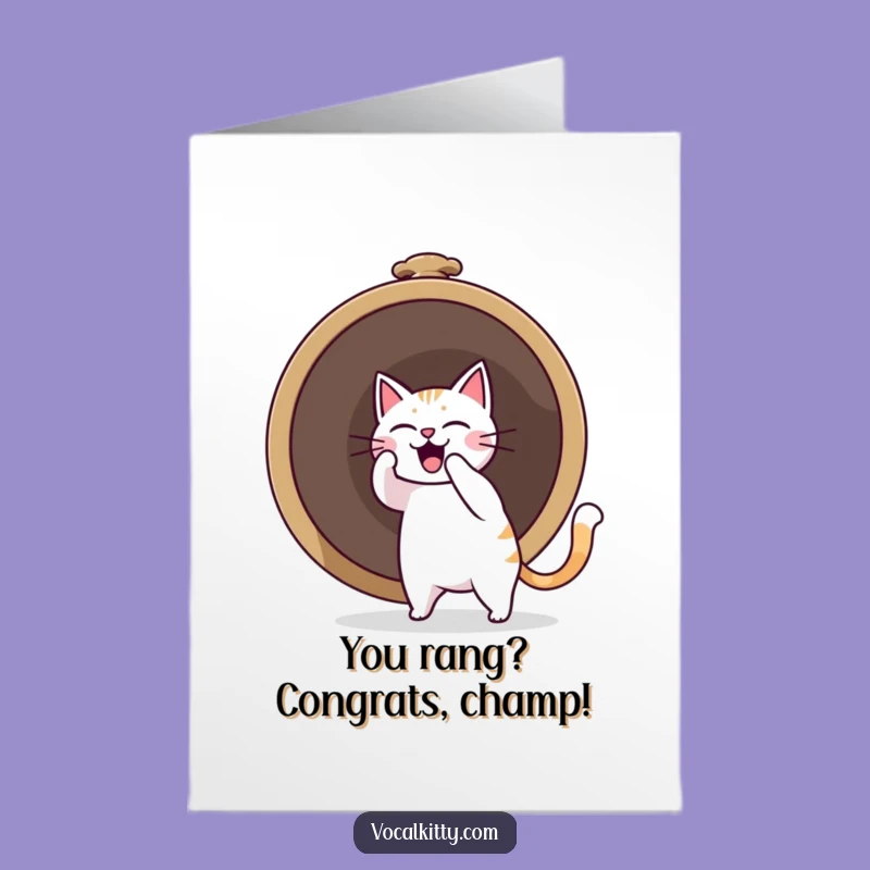 Free Printable Congrats Card: Cat Bell Ringer Sound Boom - Funny Downloadable Gift