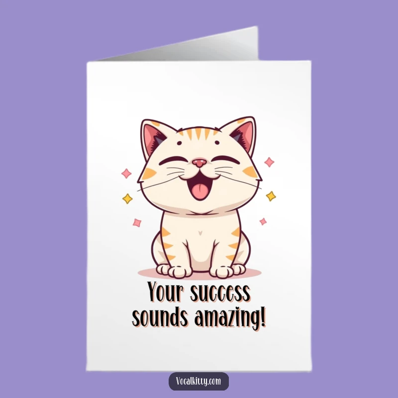Free Printable Happy Cat Congratulations Card: Joyful Sound Digital Download Gift
