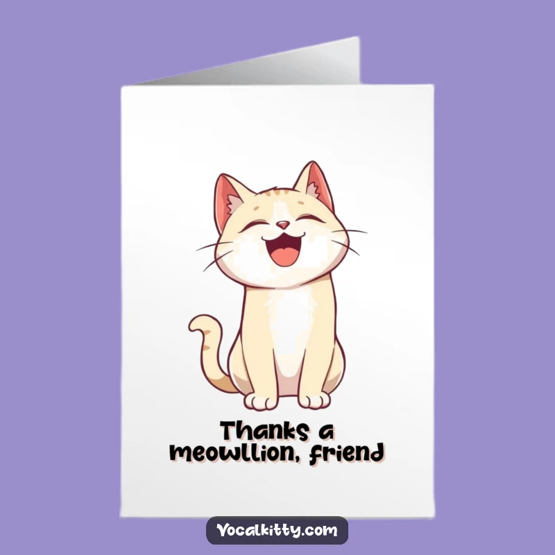 Free Printable Funny Cat Thank You Card: Guffawing Feline Digital Download Gift