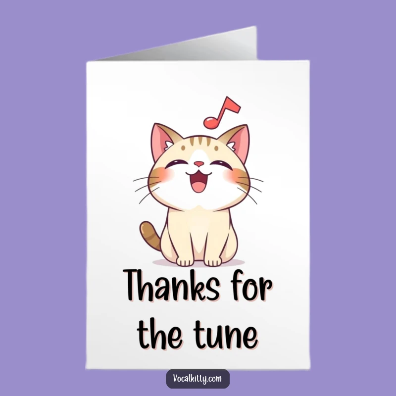 Free Printable Thank You Card: Joyful Cat's Melody of Gratitude