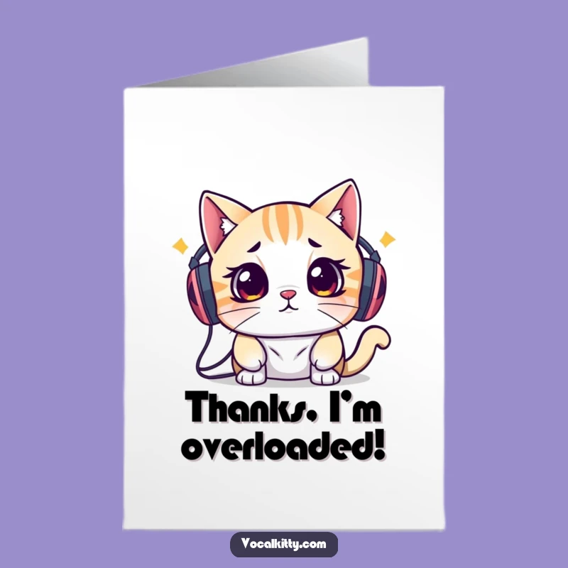 Free Printable Thank You Card: Overwhelmed Cat DJ for Groovy Gratitude Messages
