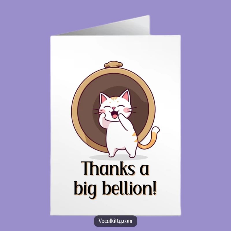 Funny Free Printable Thank You Card: Cat Bell Ringer - Downloadable Appreciation Gift