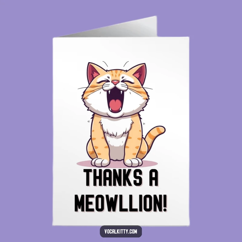 Free Printable Roaring Cat Thank You Card: Loud Feline Gratitude DIY Downloadable Gift