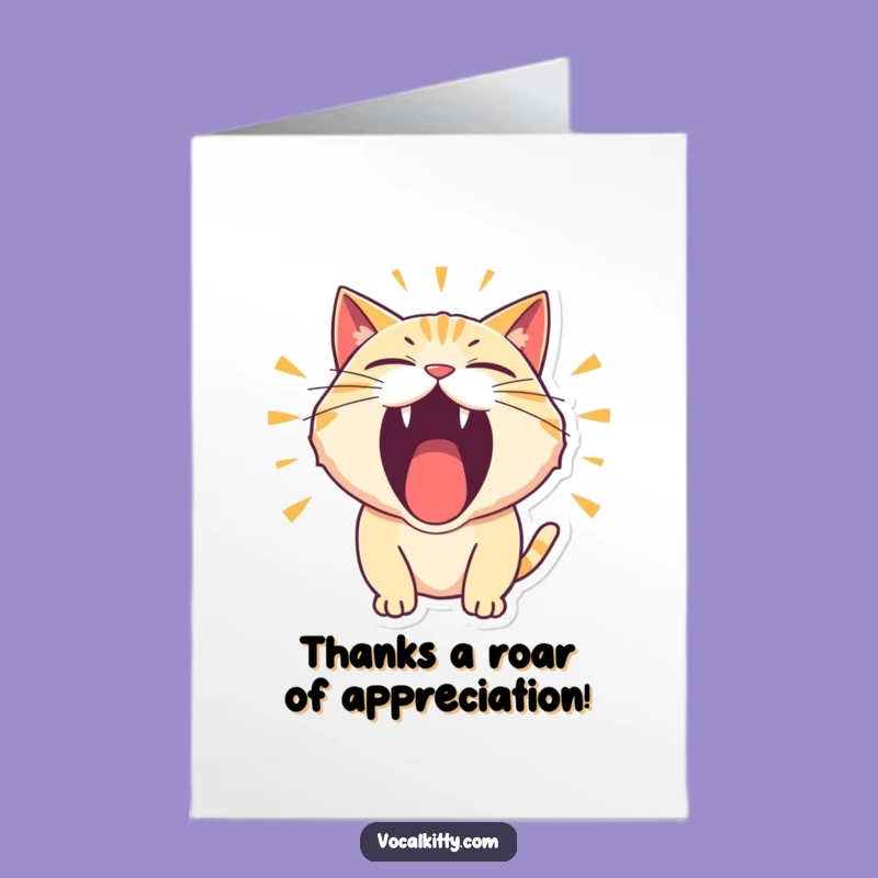 Free Printable Thank You Card: Roaring Cat, Comical, Gratitude Downloadable
