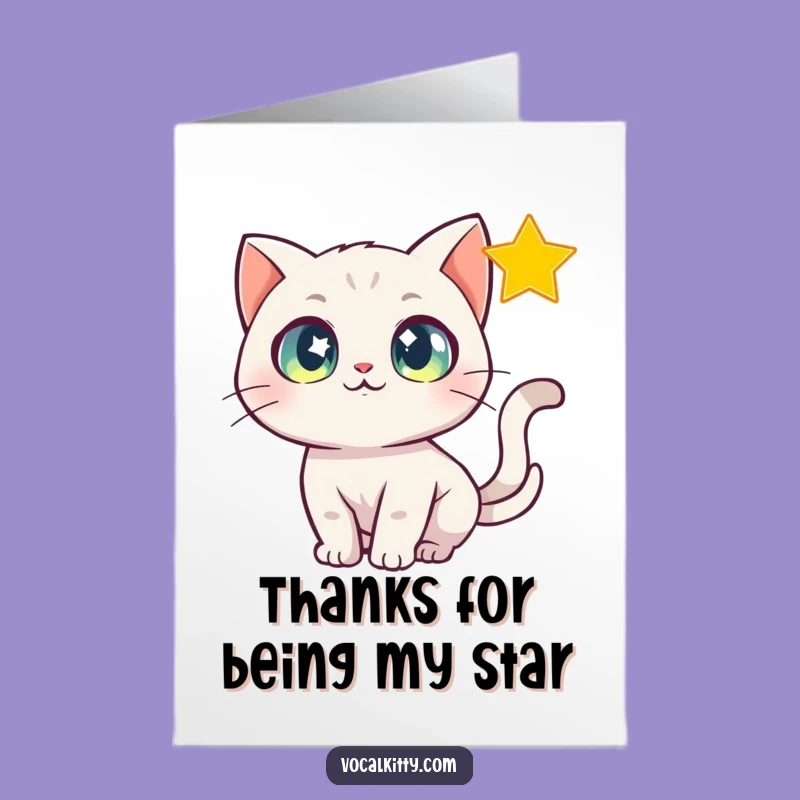 Free Printable Thank You Card: Starry-Eyed Cat, Whimsical Downloadable Gift