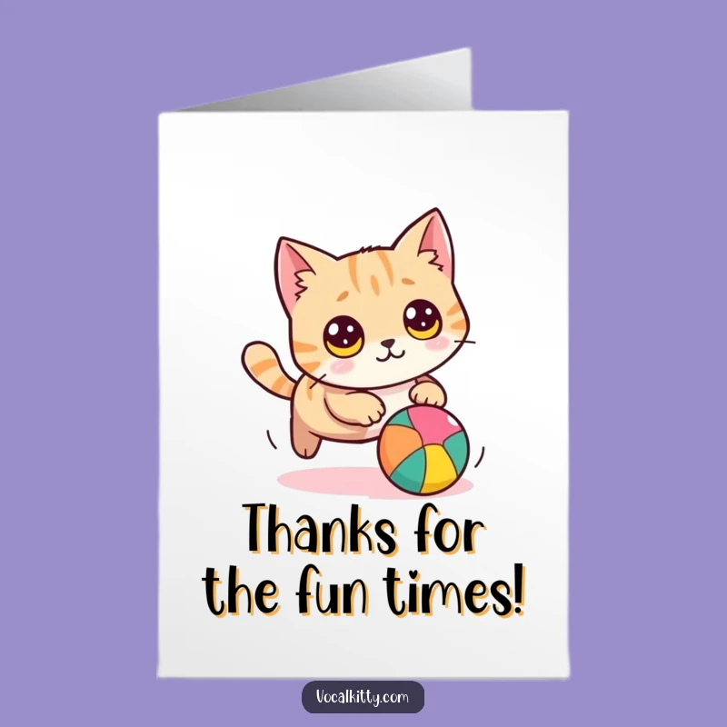 Free Printable Thank You Card: Whimsical Cat Ball Chase, A Grateful Downloadable Gift