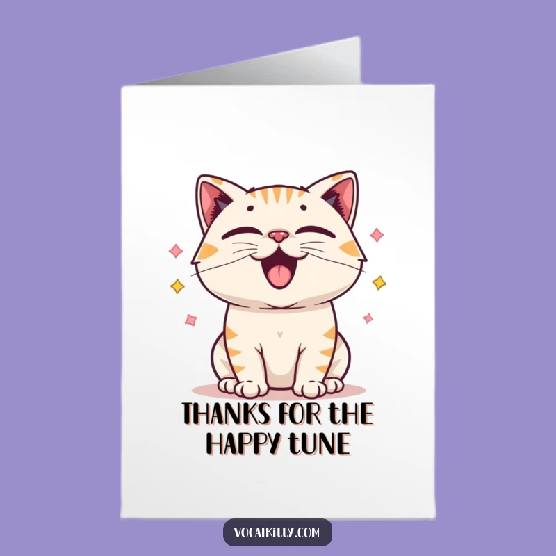 Free Printable Happy Cat Thank You Card: Joyful Sound Digital Download Gift