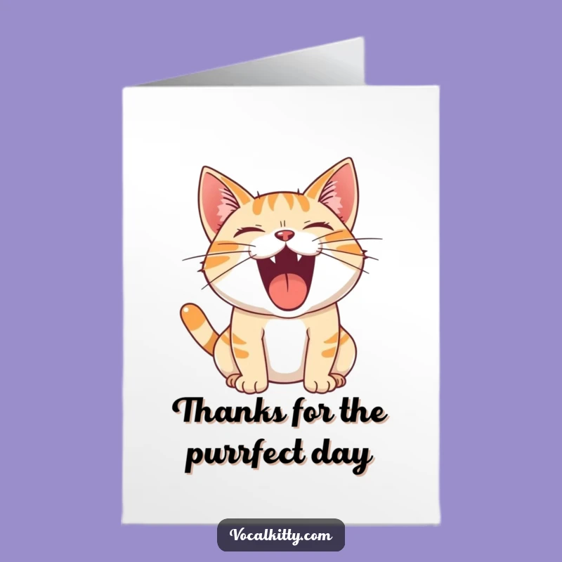 Free Printable Thank You Card: Roaring Cat, Joyful Sound, Funny Downloadable Gift
