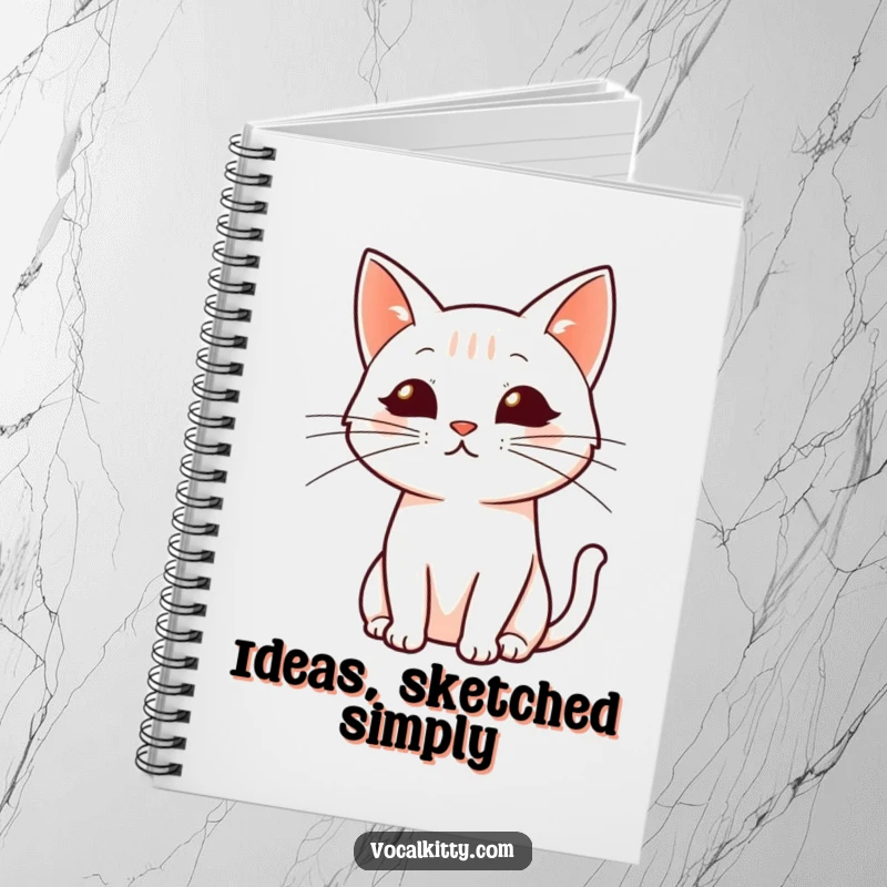 Funny notebook: A simplified cat profile with dynamically drawn whiskers, perfect for jotting down ideas with artistic flair.