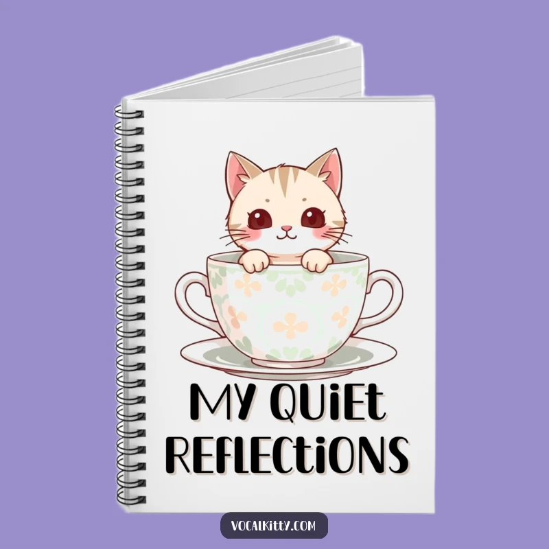 Funny Peek-A-Boo Cat Teacup Notebook, Jot Down Cozy Ideas