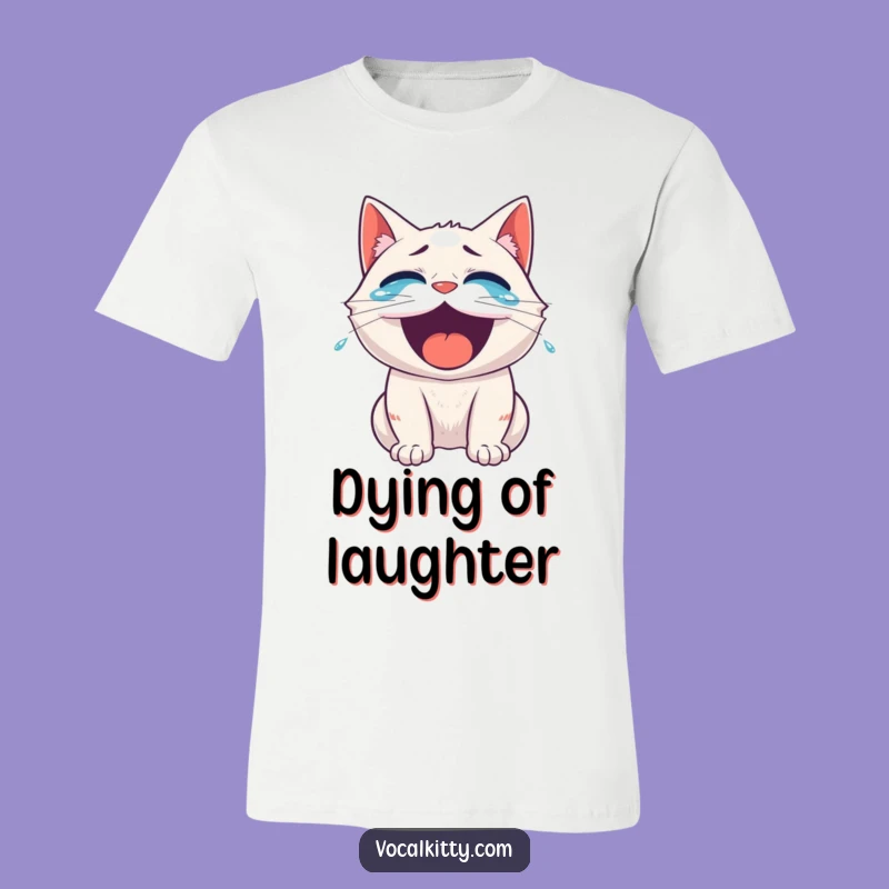 Funny Roaring Laughter Cat T-Shirt - Hilarious Tears of Joy Tee