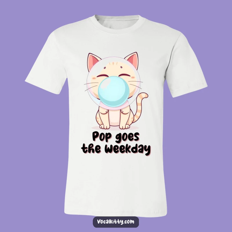 Funny Cat Bubblegum Pop T-Shirt - Hilarious Feline Apparel for Laughs