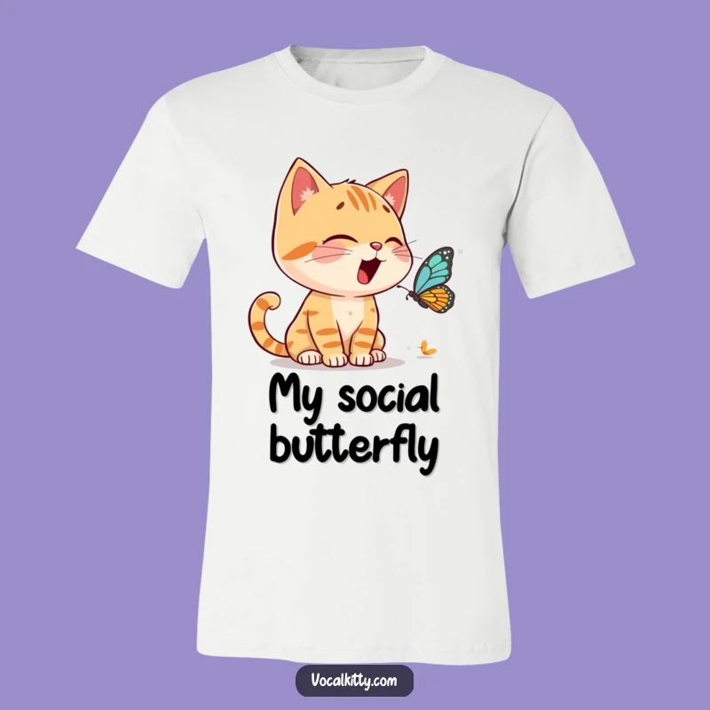 Funny Cat Butterfly Chat T-Shirt: Wear Your Animated Conversations!