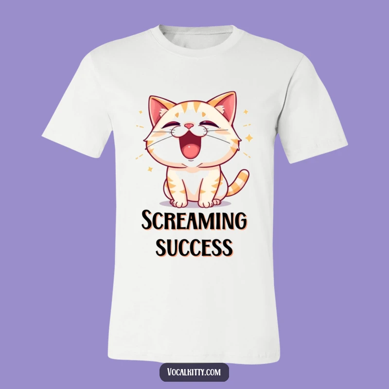Funny Cat Shouting Tee - Wear Your Excitement Loud and Proud