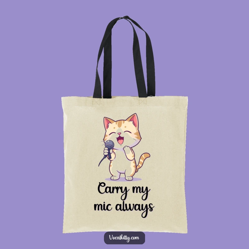 Funny Karaoke Cat Tote Bag: Carry Your Tunes With Style