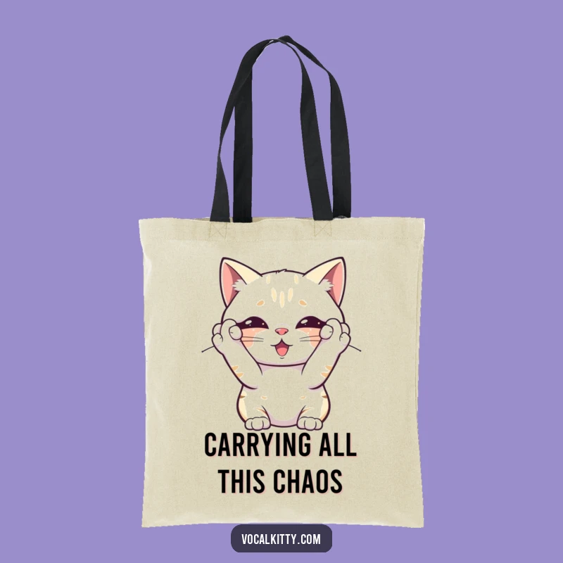 Funny Overwhelmed Cat Tote Bag - Carry Your Stress (or Just Groceries) with Humor, a Funny Gift