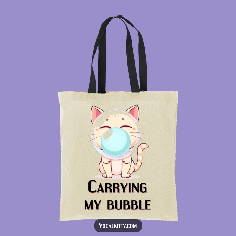 Funny Cat Bubblegum Pop Tote Bag - Stylish and Hilarious Feline Accessory