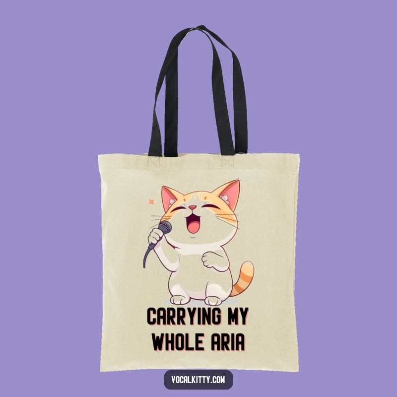 Funny Dramatic Cat Singing Tote Bag: Hilarious Feline Diva Accessory Gift