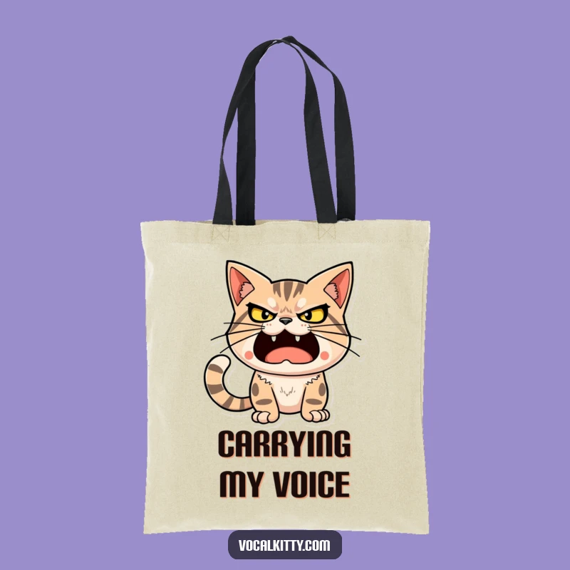 Funny Determined Cat Tote Bag - Loud Sound Carry-All Gift