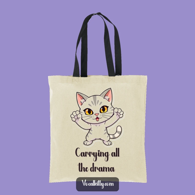 Funny Dramatic Cat Tote Bag: Loud Cat Pose - Chic Funny Gift