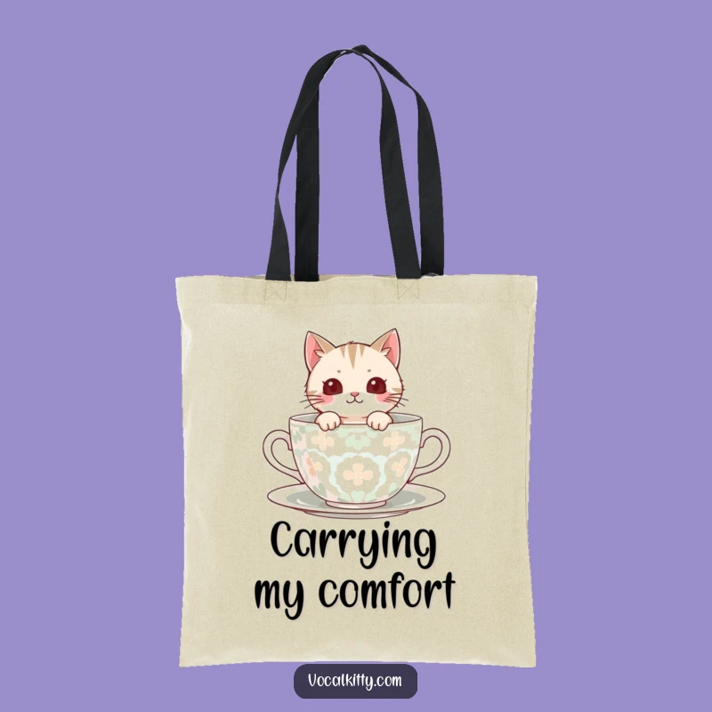 Funny Peek-A-Boo Cat Teacup Tote Bag, Carry Your Charm