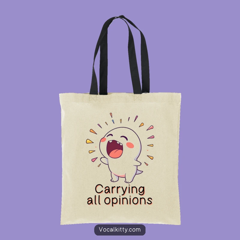 Funny Rainbow Noise Tote Bag: Character's Loud Mouth Carries Your Stuff