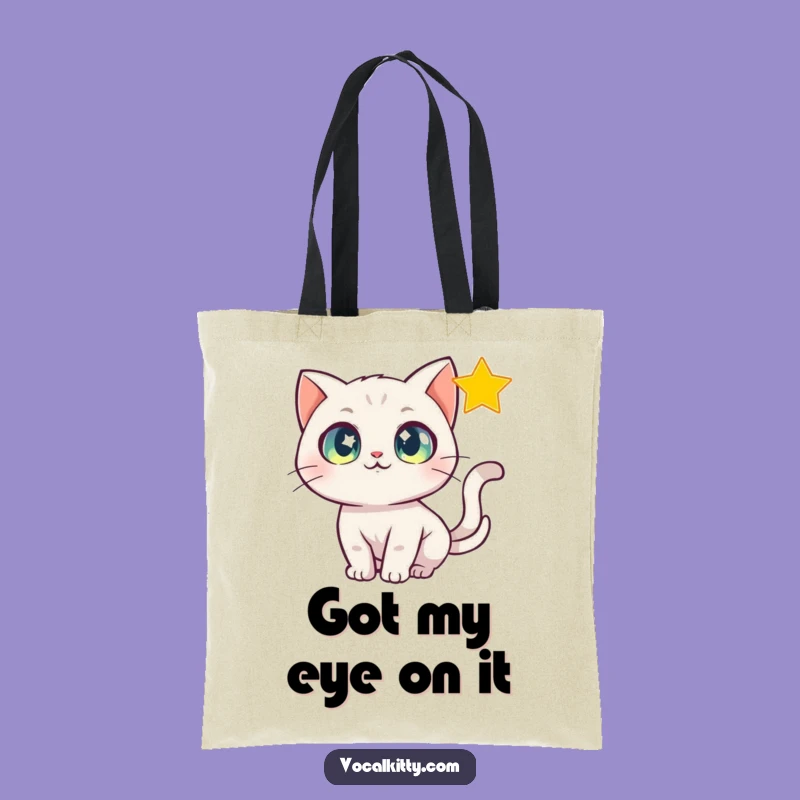 Funny Star Chasing Cat Tote Bag, Carry Your Dreams Hilariously
