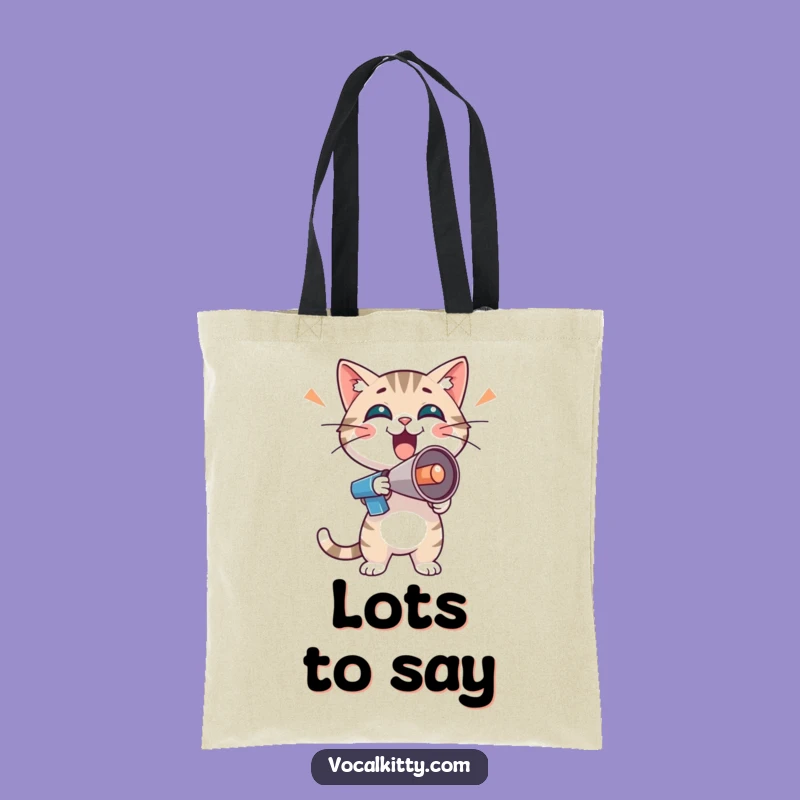 Funny Enthusiastic Cat Tote Bag - Boisterous Megaphone Carry-All Gift