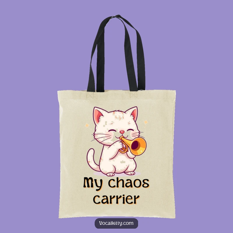 Funny Cat Trumpet Tote Bag: Carry Your Loud Meow Music