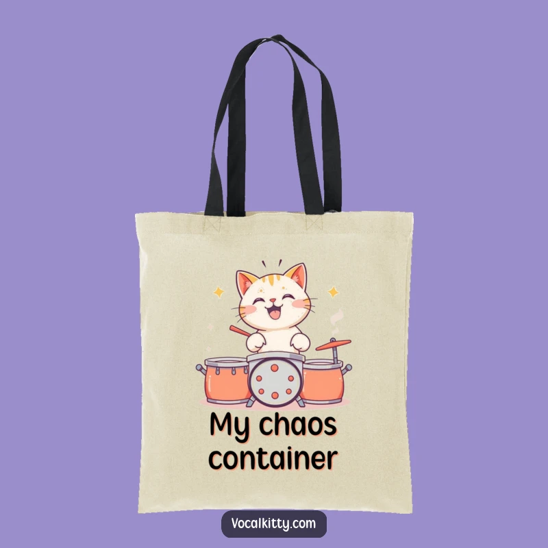 Funny Cat Drummer Tote Bag: Carry Your Rhythm