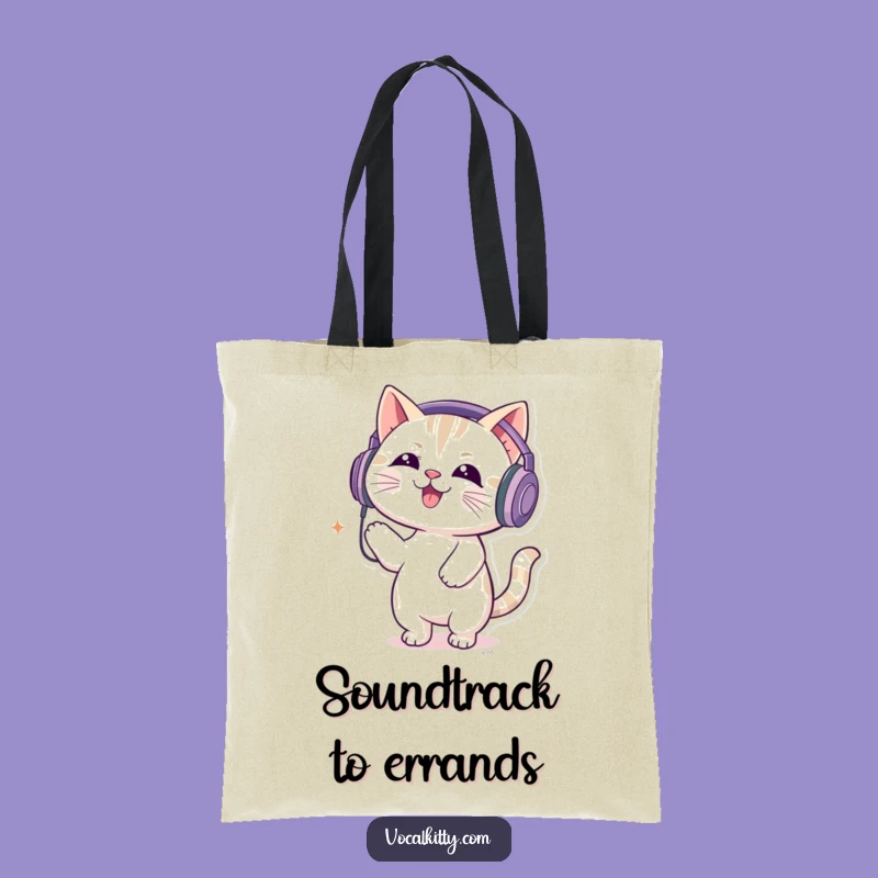 Funny Music Cat Tote Bag - DJ Feline Bouncing Bag Gift